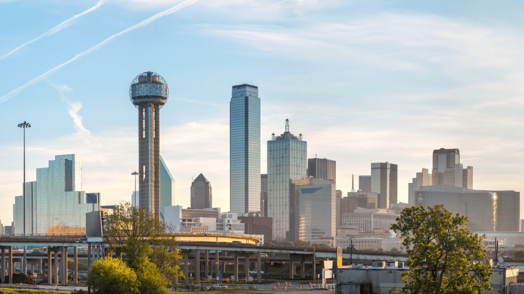 An image of Dallas, Texas. At Emotional Support Animals of Texas, we help renters in the Dallas/Ft. Worth area obtain an ESA letter or psychiatric service dog letter that some Texas landlords require. 
